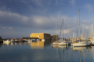 Fototapeta na wymiar Old Venetian harbor in Heraklion, Crete, Greece. 