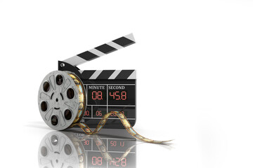 movie clapper board high quality 3d render on white