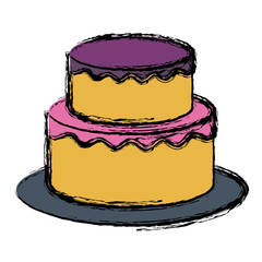 birthday cake icon over white background. colorful design. vector illustration