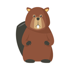 portrait of beaver. cute face of aquatic fluffy rodent vector illustrated