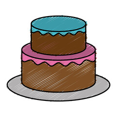 birthday cake icon over white background. colorful design. vector illustration