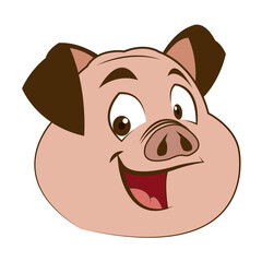cute pig, funny piggy standing and smiling vector illustration
