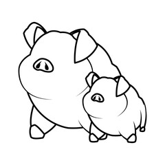 cute pig, funny piggy standing and smiling vector illustration