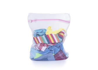 Laundry bag with clothes for washing.