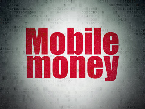 Banking concept: Mobile Money on Digital Data Paper background