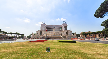 Facade of Altar of the Fatherland (Altare della Patria) known as the "National Monument to Victor Emmanuel II") or Il Vittoriano in Rome, Italy