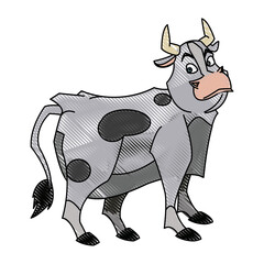 cartoon bull animal farm strong power vector illustration