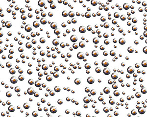 golden bubbles or spheres of various sizes on white background
