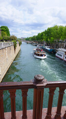 Fototapeta premium Photo of canal and bridges near Notre Dame, Paris, France