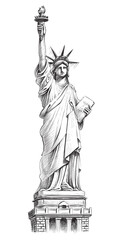 Statue of liberty, vector hand drawn illustration. © Melnyk Olena