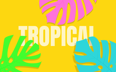 Tropical background with colorful exotic leaves for sale, promotion, discount, web.