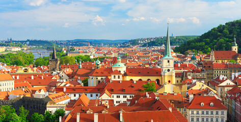Naklejka na ściany i meble Prague cityscape, view of the downtown, Czech Republic
