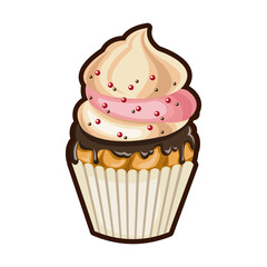 little delicious cupcake muffin bakery food vector illustration
