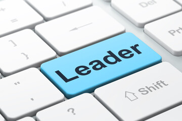 Business concept: Leader on computer keyboard background