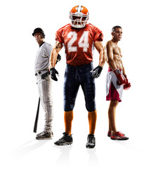 Multi sport collage baseball american football boxing