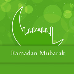 Illustration of moon with mosque for eid