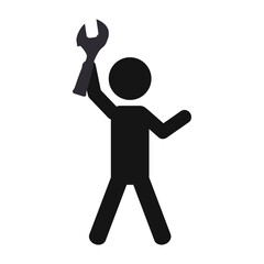 Worker with wrench pictogram icon vector illustration graphic design