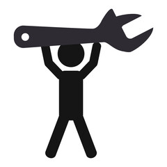 Worker with wrench pictogram icon vector illustration graphic design