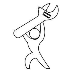 Worker with wrench pictogram icon vector illustration graphic design