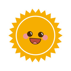 summer sun kawaii character emoticon hot icon vector illustration