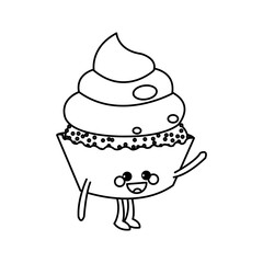 kawaii cupcake party celebration happy icon vector illustration