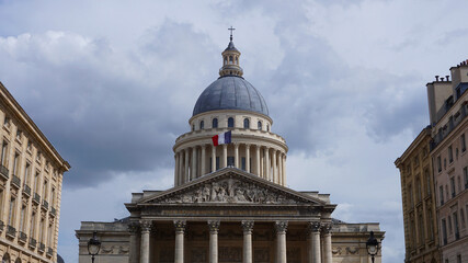 Fototapeta na wymiar Photo of the Pantheon on a cloudy spring morning, Paris, France