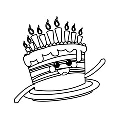 kawaii cake candle birthday party celebration vector illustration