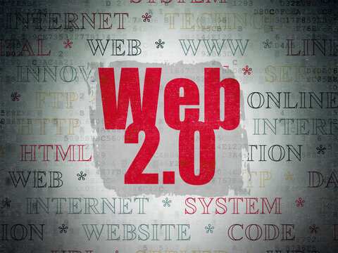 Web development concept: Web 2.0 on Digital Data Paper background