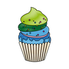 little delicious cupcake muffin bakery food vector illustration