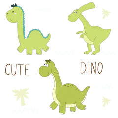 Naklejka premium Cute hand drawn dinosaurs set. vector print