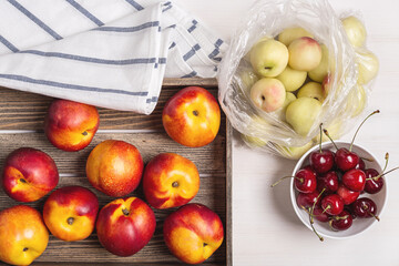 Nectarines, plums and cherries.