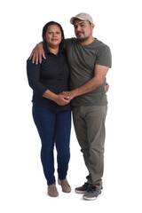 latinamerican couple in love on white