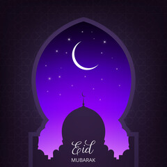 Obraz na płótnie Canvas Eid Mubarak. Ramadan Islamic design background. Mosque, Arabian pattern and typography