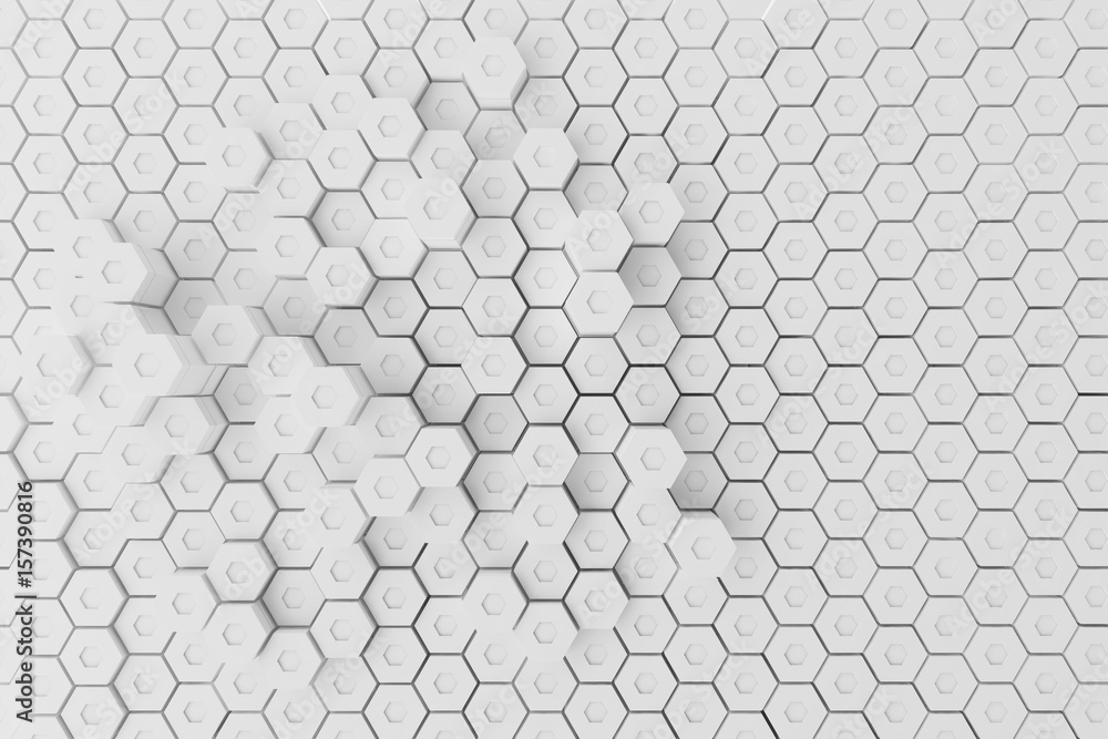 Poster white geometric hexagonal abstract background, 3d rendering