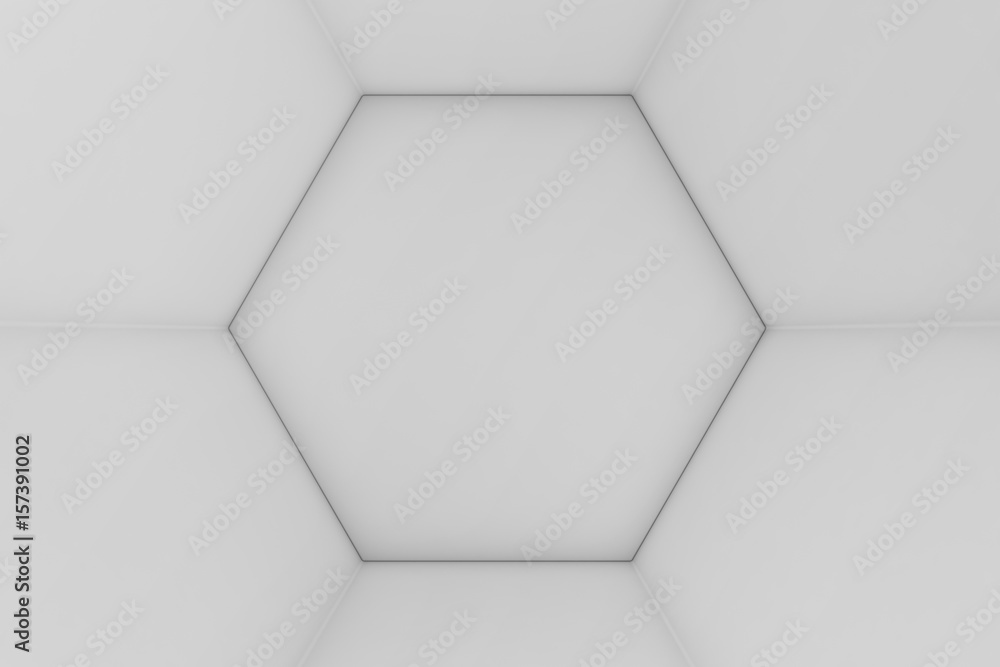 Poster white empty geometric hexagonal honeycomb abstract background, 3d rendering