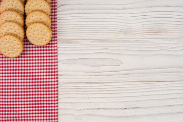 Cookies on the old wooden table.