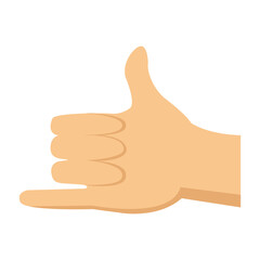 cartoon hand man shaka gesture icon vector illustration