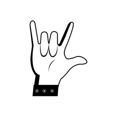 cartoon man hand rock n roll gesture vector illustration