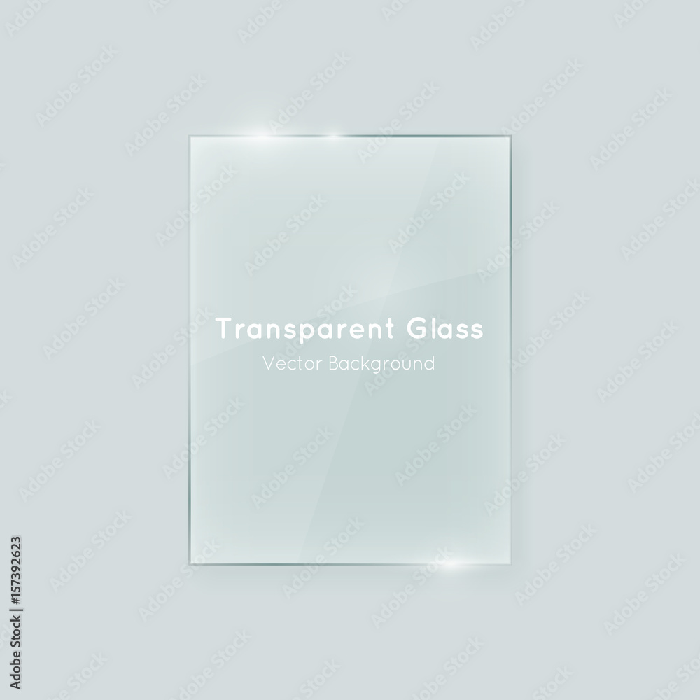 Wall mural transparent vertical vector glass shape. geometric abstract glass rectangle design element with tran