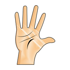 drawing hand man palm showing five finger vector illustration