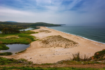 Seascape with beach at the mouth of the Veleka River, Sinemorets village, Burgas Region, Bulgaria