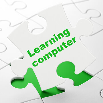 Education concept: Learning Computer on puzzle background