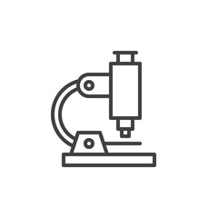 Microscope line icon, outline vector sign, linear style pictogram isolated on white. Research symbol, logo illustration. Editable stroke. Pixel perfect
