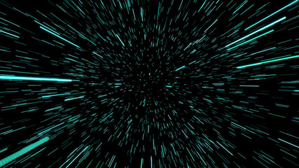 Abstract of warp or hyperspace motion in blue star trail. Exploding and expanding movement....