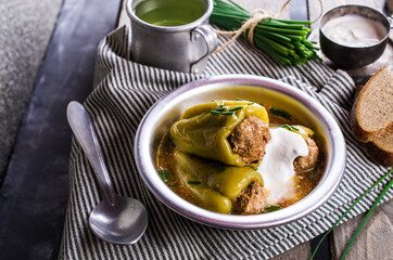 Green pepper stuffed