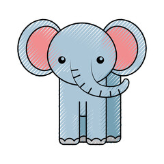 cute color scribble elephant cartoon graphic design