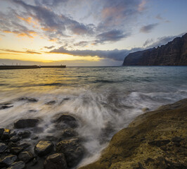 Obraz premium Sunset over Los Gigantes Cliffs in Tenerife