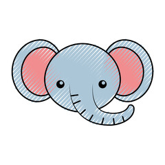 cute scribble elephant face cartoon graphic design