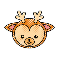 cute scribble deer face cartoon graphic design