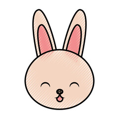 cute scribble rabbit face cartoon graphic design